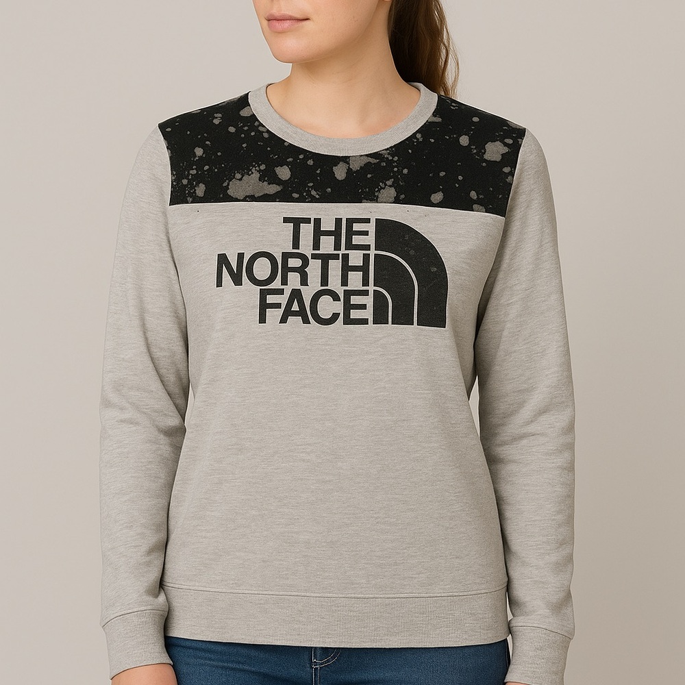 The North Face Sweatshirt Gray Black Logo Women’s XL Pullover Crewneck